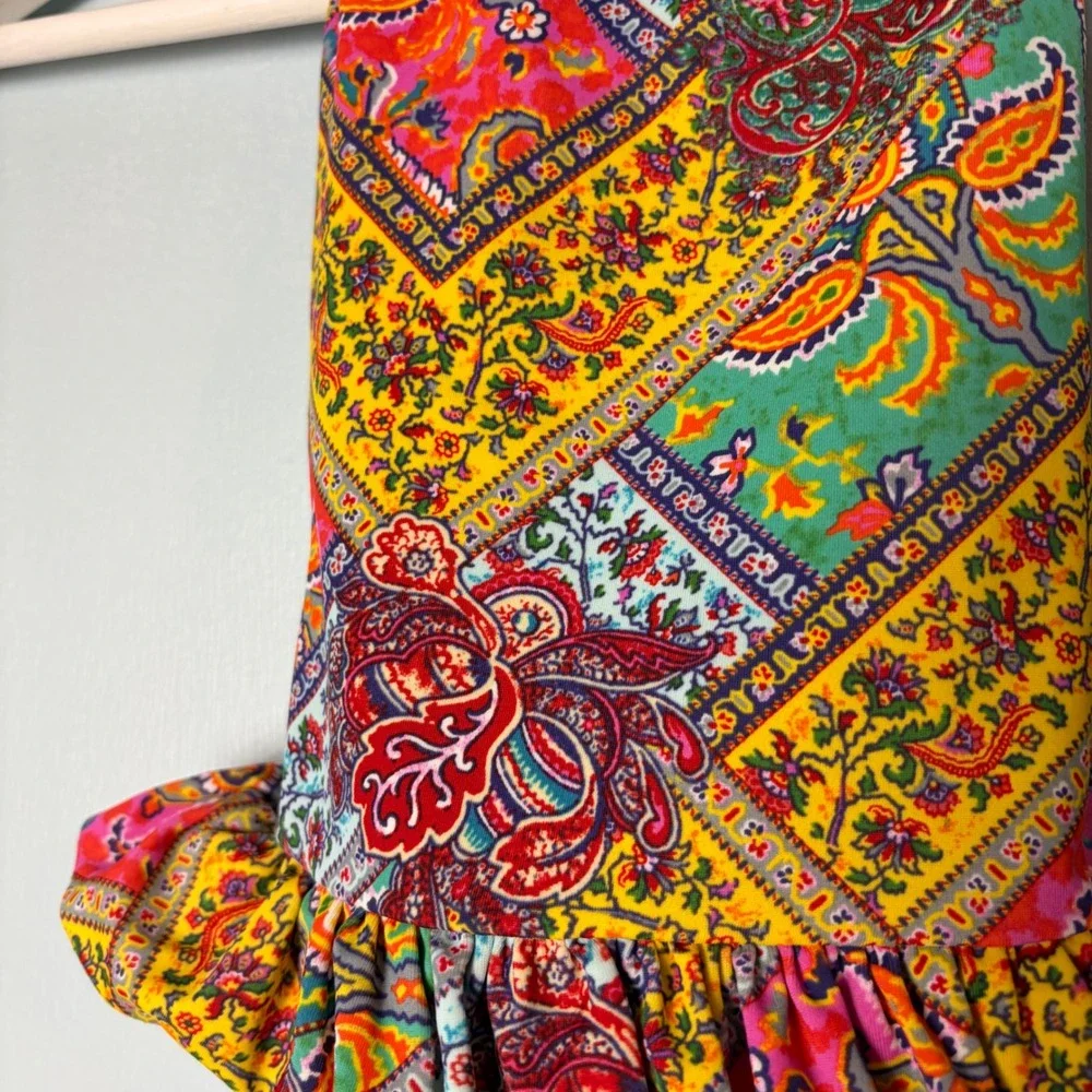 Ralph Lauren Toddler Girls Paisley Patchwork Ruffle One Piece Swimsuit 24M Multi